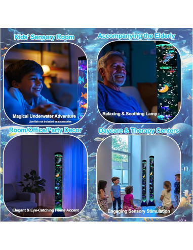 Lámpara Burbuja Sensorial Muiofang 1.22m con Peces LED