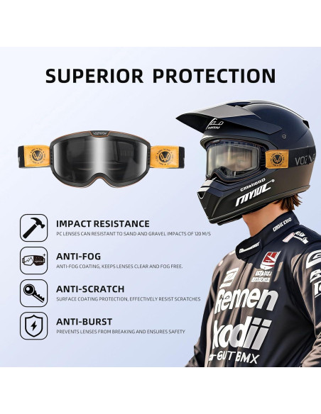 Gafas de Motocicleta VOZAPOW Pamx5-01 Fotoquímicas Antivaho