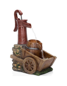 Fuente de Jardín Vintage Alpine 58.4 cm con Carretilla y Bomba 2