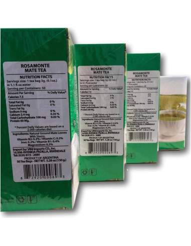 Yerba Mate Rosamonte 4 Pack - 50 Bolsitas de Té 150g
