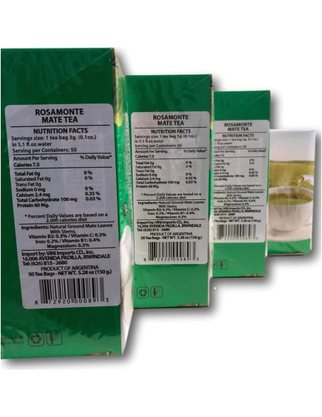 Yerba Mate Rosamonte 4 Pack - 50 Bolsitas de Té 150g