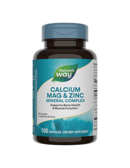 Complejo Mineral Calcio Magnesio Zinc Nature's Way 100 Cápsulas