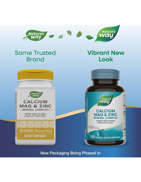 Complejo Mineral Calcio Magnesio Zinc Nature's Way 100 Cápsulas