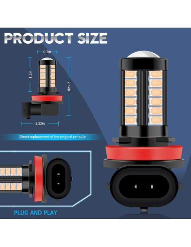 Bombillas LED de Niebla Teguangmei H8 H11 6000K Rosa 2Pcs