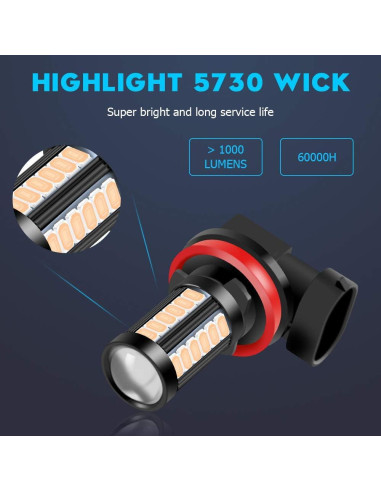 Bombillas LED de Niebla Teguangmei H8 H11 6000K Rosa 2Pcs