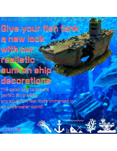 Adorno de Acuario CORISRX WS007 Estatua Barco de Guerra