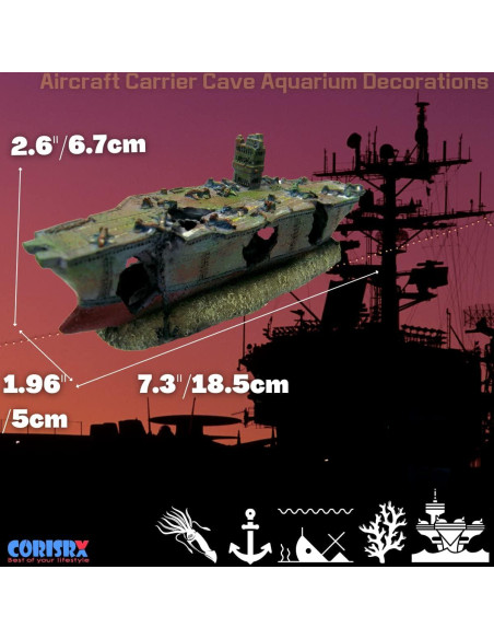 Adorno de Acuario CORISRX WS007 Estatua Barco de Guerra