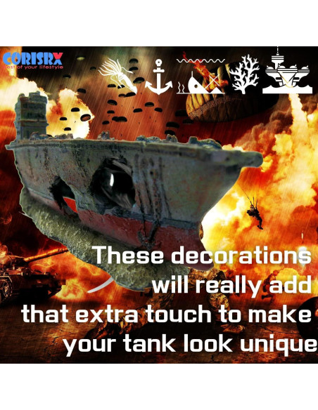 Adorno de Acuario CORISRX WS007 Estatua Barco de Guerra