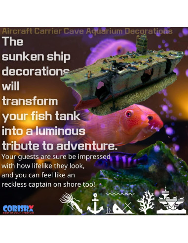 Adorno de Acuario CORISRX WS007 Estatua Barco de Guerra