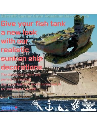 Adorno de Acuario CORISRX WS007 Estatua Barco de Guerra