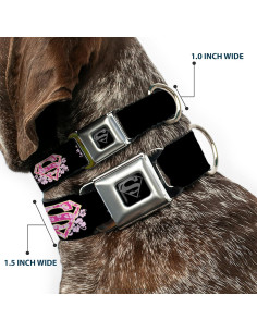 Collar de Perro Buckle-Down Hibisco Negro/Rosa 2.5cm 23-38cm 2