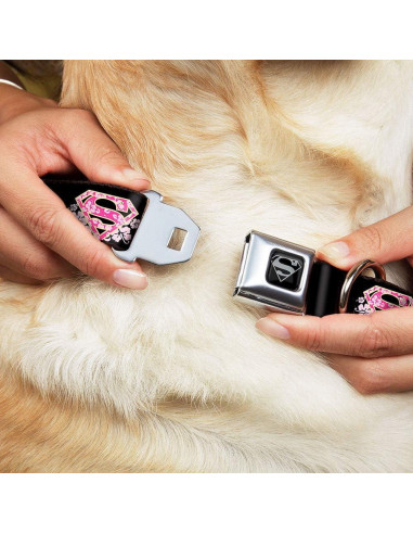 Collar de Perro Buckle-Down Hibisco Negro/Rosa 2.5cm 23-38cm