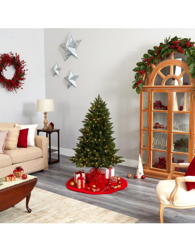 Árbol de Navidad Artificial Casi Natural 5 pies con 250 Luces LED