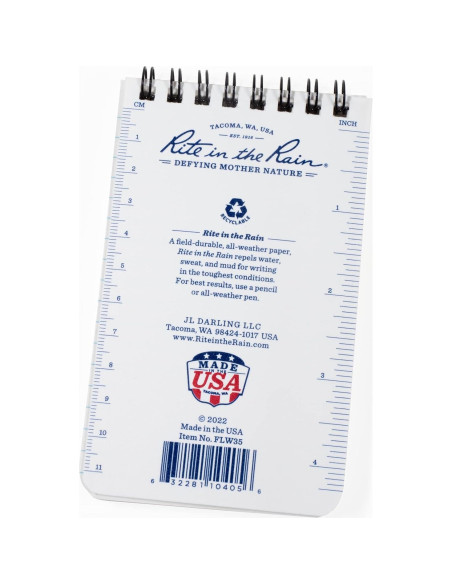 Cuaderno Espiral Impermeable Rite in the Rain 3x5" Paquete de 3