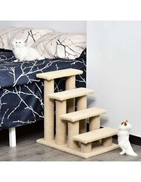Rascador para Gatos PawHut 4 Pasos Marrón Claro 63.5 cm
