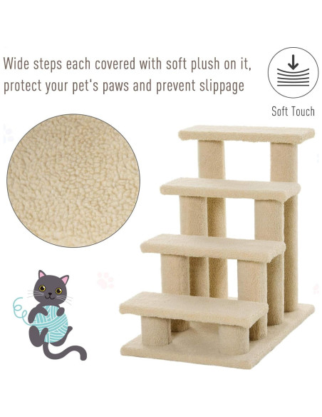 Rascador para Gatos PawHut 4 Pasos Marrón Claro 63.5 cm