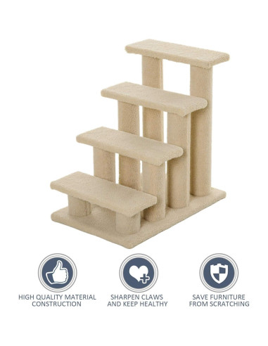 Rascador para Gatos PawHut 4 Pasos Marrón Claro 63.5 cm