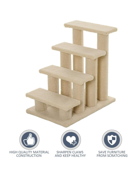 Rascador para Gatos PawHut 4 Pasos Marrón Claro 63.5 cm