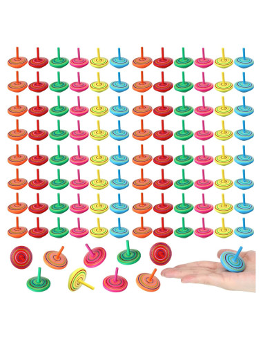 Trompos de Madera Coloridos Lenwen - 200 Piezas Educativos