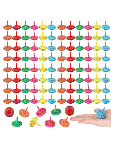 Trompos de Madera Coloridos Lenwen - 200 Piezas Educativos