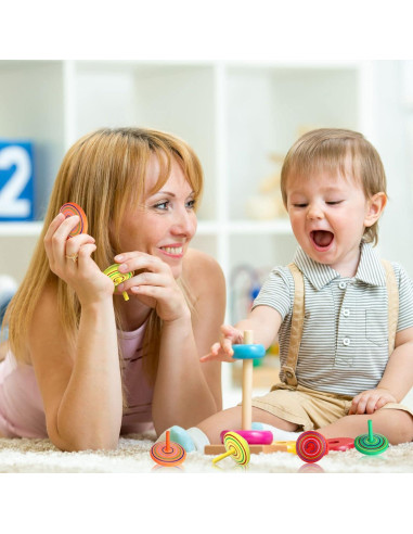 Trompos de Madera Coloridos Lenwen - 200 Piezas Educativos