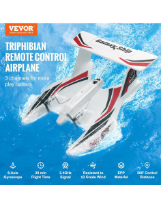 Avión RC VEVOR 3CH Anfibio con Estabilizador Giroscópico 2