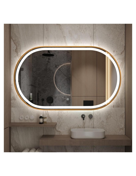 Espejo de Baño Ovalado LED Niccy 101.6x60.9 cm Oro