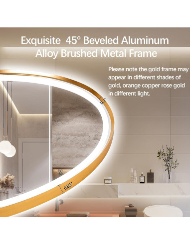 Espejo de Baño Ovalado LED Niccy 101.6x60.9 cm Oro