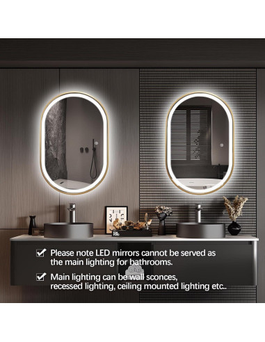 Espejo de Baño Ovalado LED Niccy 101.6x60.9 cm Oro