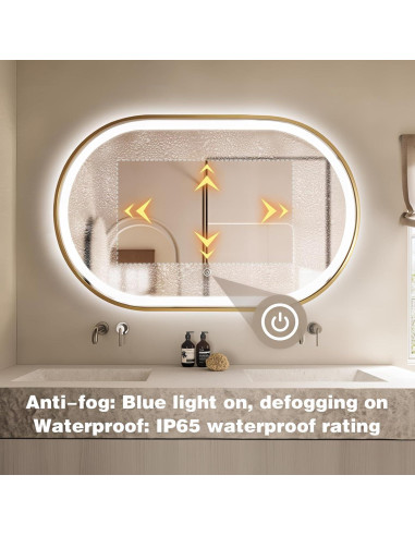 Espejo de Baño Ovalado LED Niccy 101.6x60.9 cm Oro