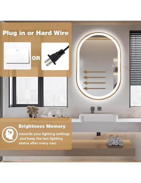 Espejo de Baño Ovalado LED Niccy 101.6x60.9 cm Oro