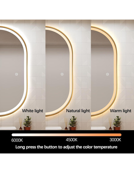 Espejo de Baño Ovalado LED Niccy 101.6x60.9 cm Oro