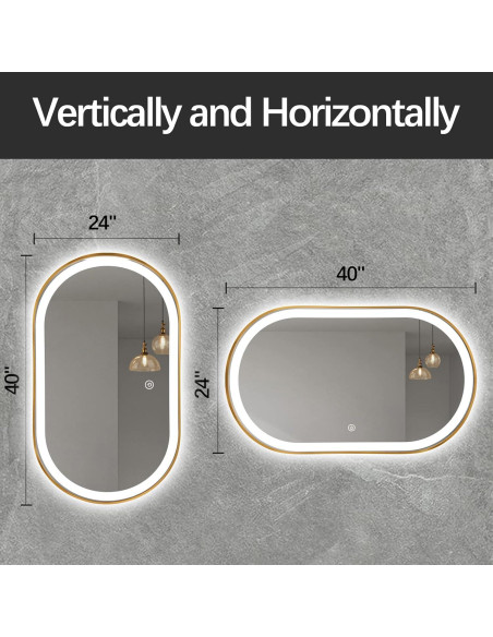 Espejo de Baño Ovalado LED Niccy 101.6x60.9 cm Oro