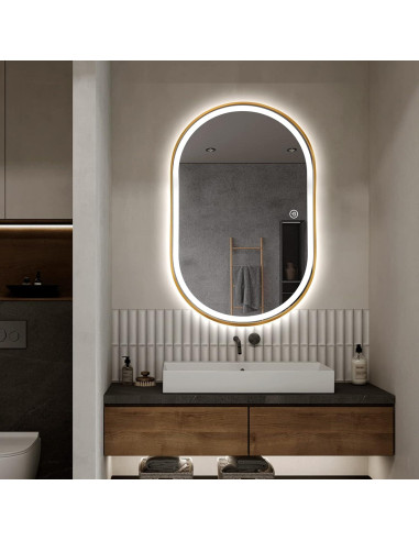 Espejo de Baño Ovalado LED Niccy 101.6x60.9 cm Oro