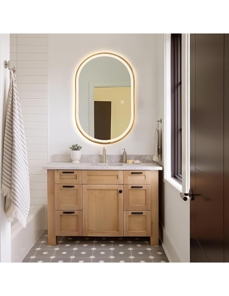 Espejo de Baño Ovalado LED Niccy 101.6x60.9 cm Oro