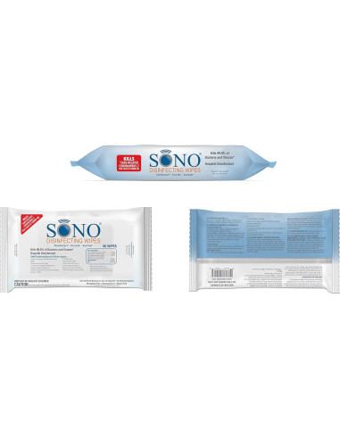 Toallitas Desinfectantes SONO - Grado Médico, Sin Alcohol - 12 Paquetes de 80 Toallitas