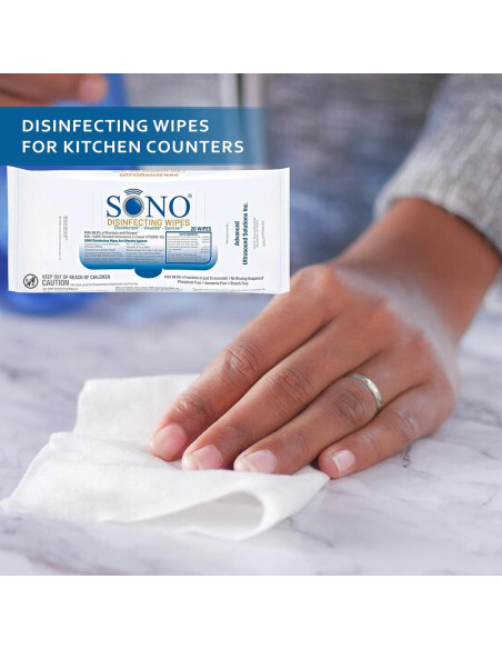 Toallitas Desinfectantes SONO - Grado Médico, Sin Alcohol - 12 Paquetes de 80 Toallitas