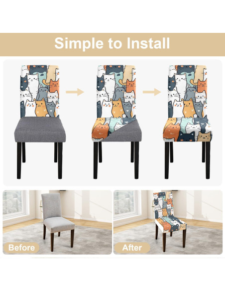 Fundas de Silla de Gato THISFIND - Juego de 4 Lavables