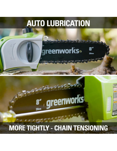 Sierra de Poste Greenworks 40V 8" Batería 2.0Ah Incluida