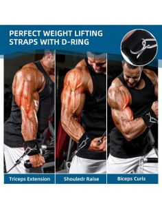 Correas de levantamiento de pesas FancyEagle 33 cm con anillo en D 2