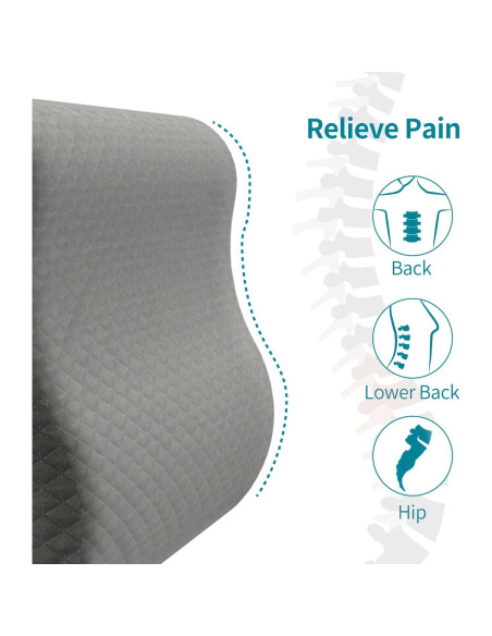 Cojín Lumbar Ergonómico Kamellia Gris Oscuro - Espuma de Memoria
