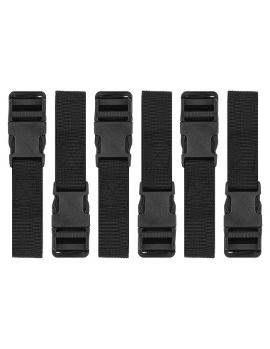 6 Correas de Equipaje AROGEAR Nylon 150cm Negro Hebilla Rápida