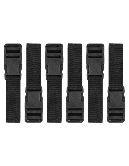 6 Correas de Equipaje AROGEAR Nylon 150cm Negro Hebilla Rápida