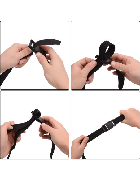 6 Correas de Equipaje AROGEAR Nylon 150cm Negro Hebilla Rápida