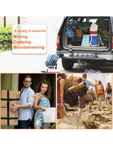 6 Correas de Equipaje AROGEAR Nylon 150cm Negro Hebilla Rápida