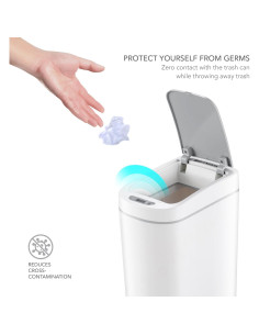 Bote de Basura Ninestars 7L con Sensor de Movimiento Blanco 2