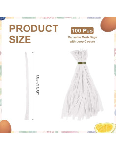 Bolsas de Malla Reutilizables uxcell 35cm 100Pcs Blancas 2