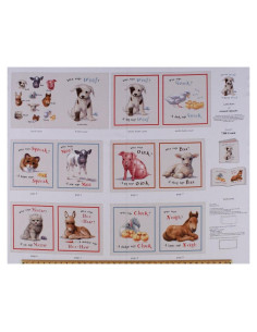 Panel de Tela de Algodón 100% Animales de Granja 111x89cm