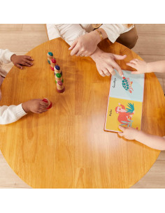 Mesa Redonda de Madera Dura ECR4Kids 76cm para Niños Miel 2