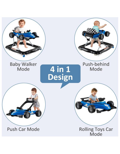 Andador 4 en 1 INFANS para Bebés Ajustable y Plegable Azul